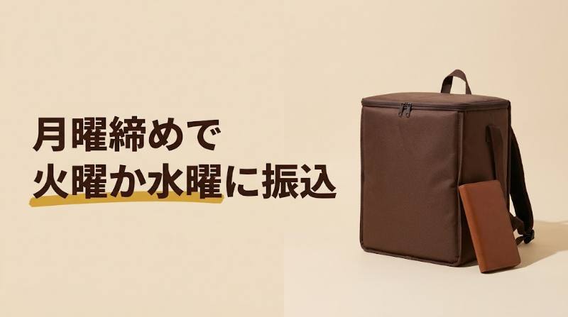 【Uber Eats配達員の給料日はいつ？】月曜締め→火〜水曜に振込｜配達した曜日別の入金日と出前館(月2回)との比較 - H2-03